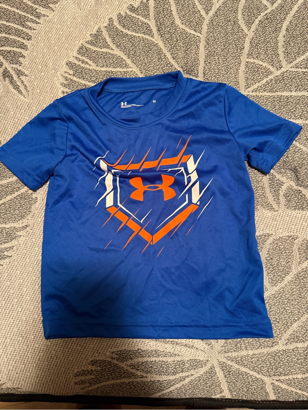 Under Armour Blue Short Sleeve Tee with Orange & White Logo